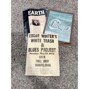 Vintage 1970s Rock Ephemera Lot. Edgar Winter Concert Poster, Chicago, Earth Mag
